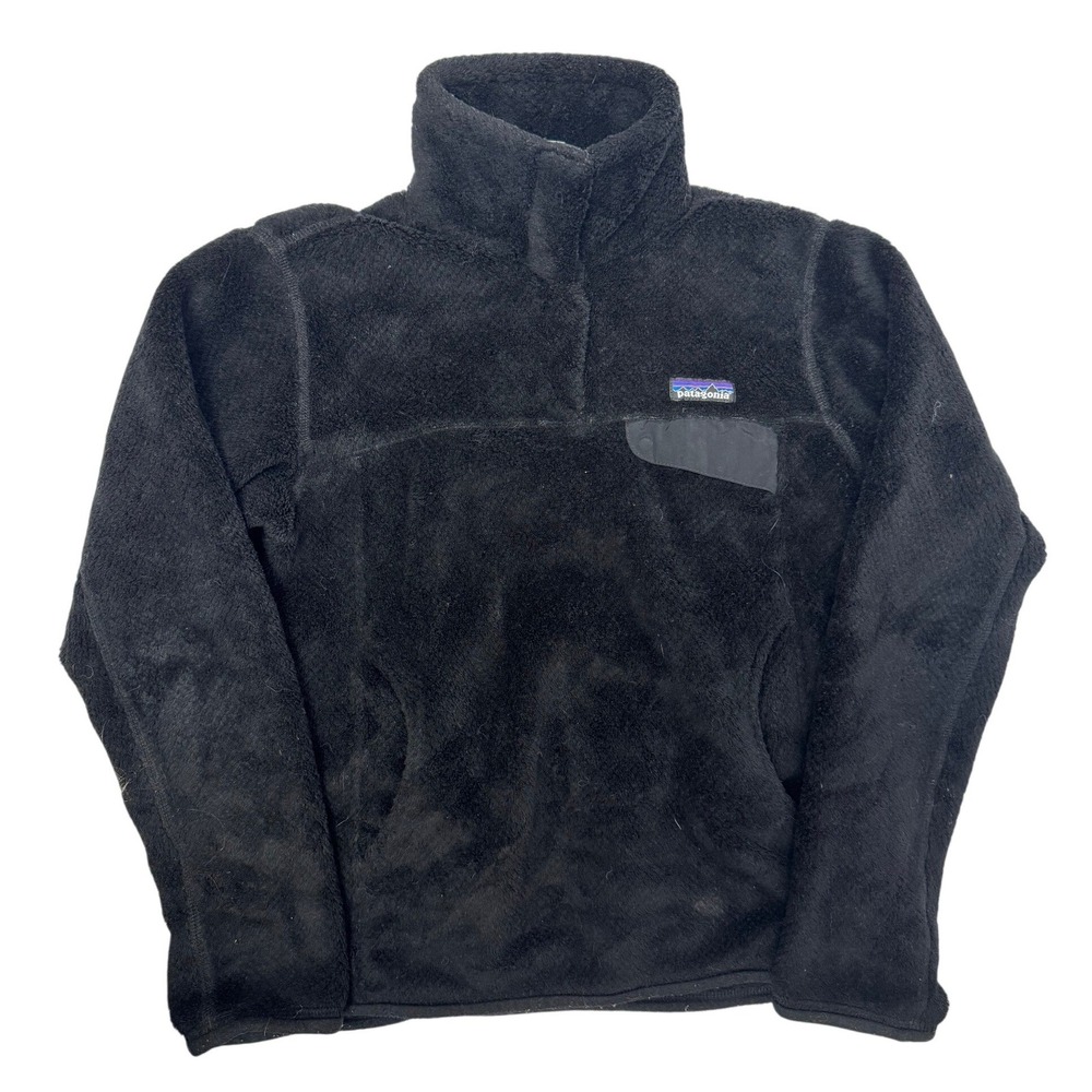 Patagonia Womens Re-Tool Snap-T Fleece Pullover Jacket Black Small Polartec